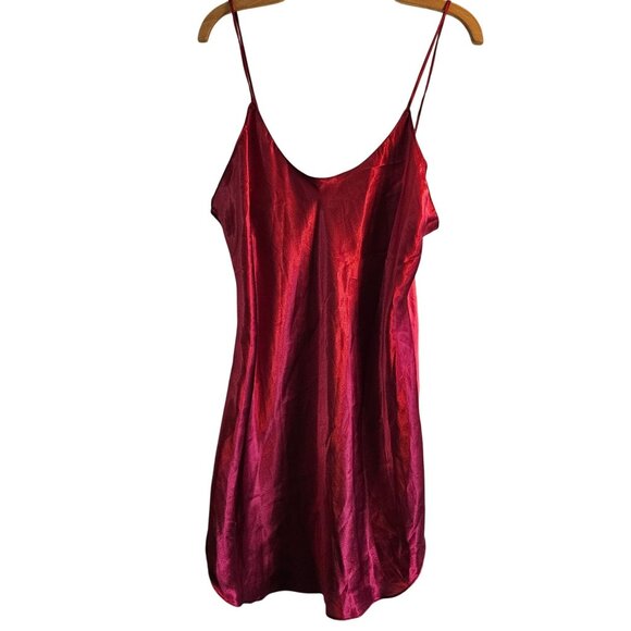 Silk & Satin Red Cowl Neck Slip Dress With Spaghetti Straps Womens - Picture 1 of 6